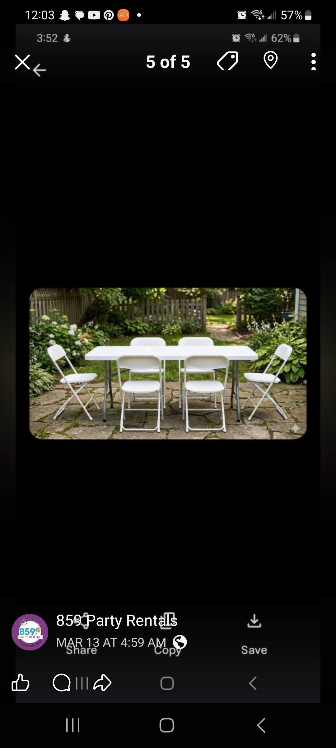6 FT White Folding Table